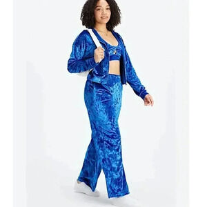 Fabletics Wide Leg Go To Velour Velvet Pants New Pull On Elastic High Waist